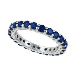 2.80 Ct Round Cut Sapphire Eternity Ring Band 14K